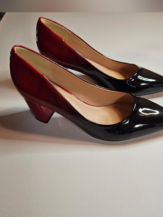 Joy In Love Shoes - NIB JOY IN LOVE Red Black Gradient Patent Pointed Toe Pumps 9.5 Hard To Find